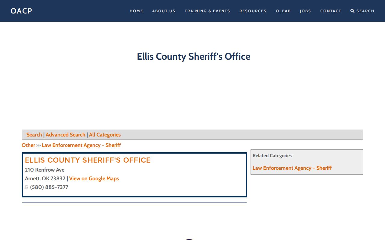 Ellis County Jail release records contact listing