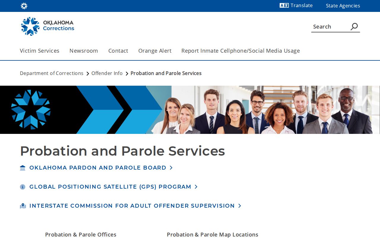 Ellis County parole and probation coverage on the ODOC Woodward office page